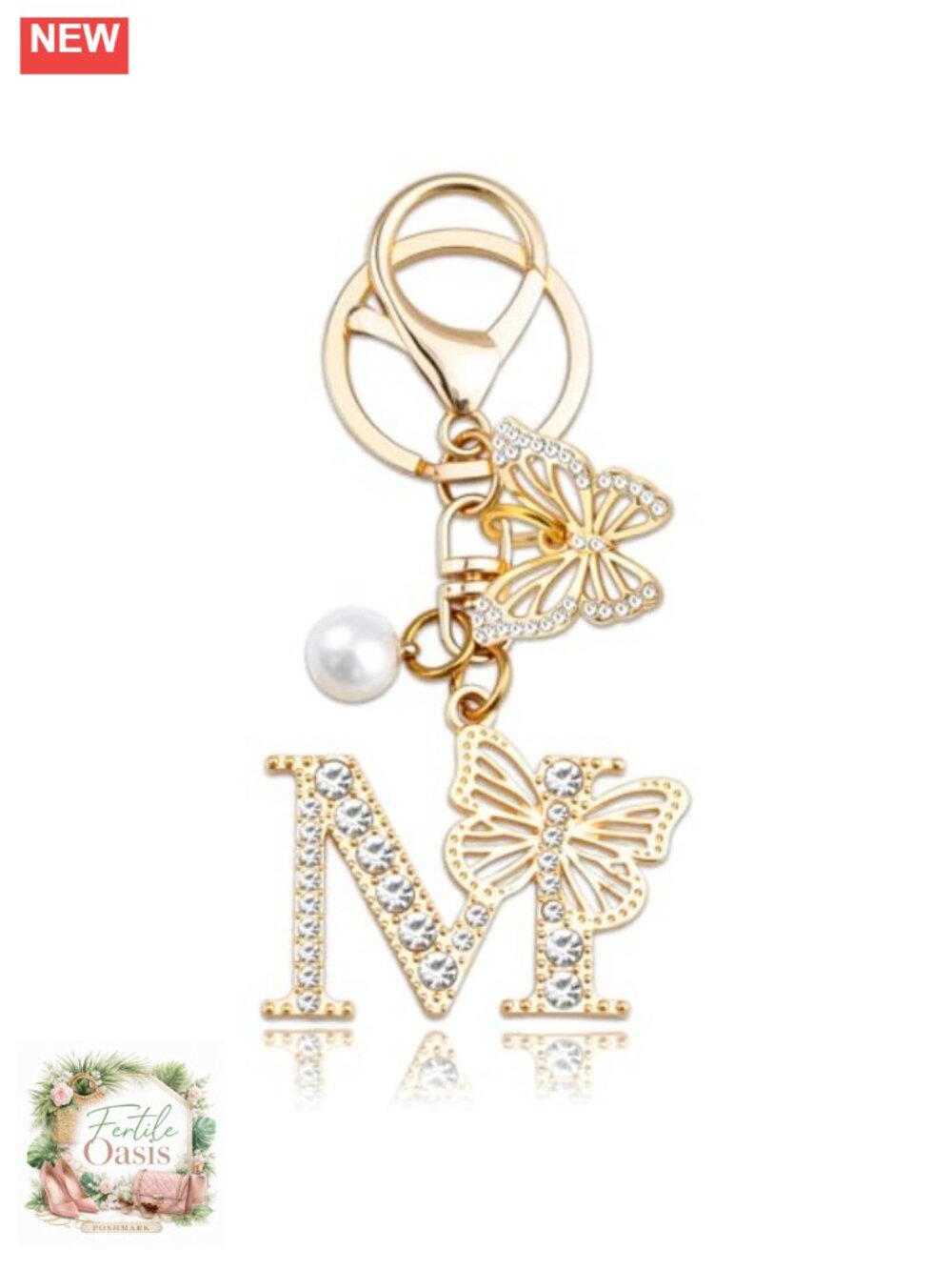 Initial Keychain Bag Charm Butterfly Pendant Purse Charm Women